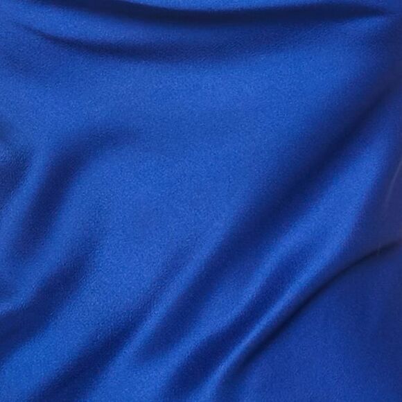 Versace Blue Barocco Lace Satin Silk Cowl Neck Slip Dress S